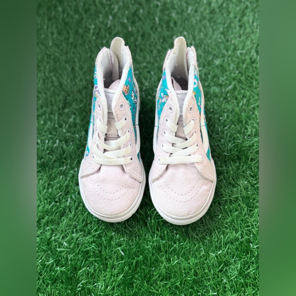Vans Pink and Blue Sneakers Casual Low-Top Size 7